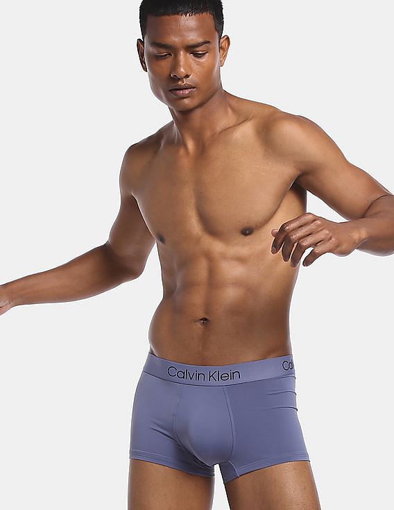 Buy Calvin Klein Underwear Men Purple Elasticized Waist Solid Trunks -  
