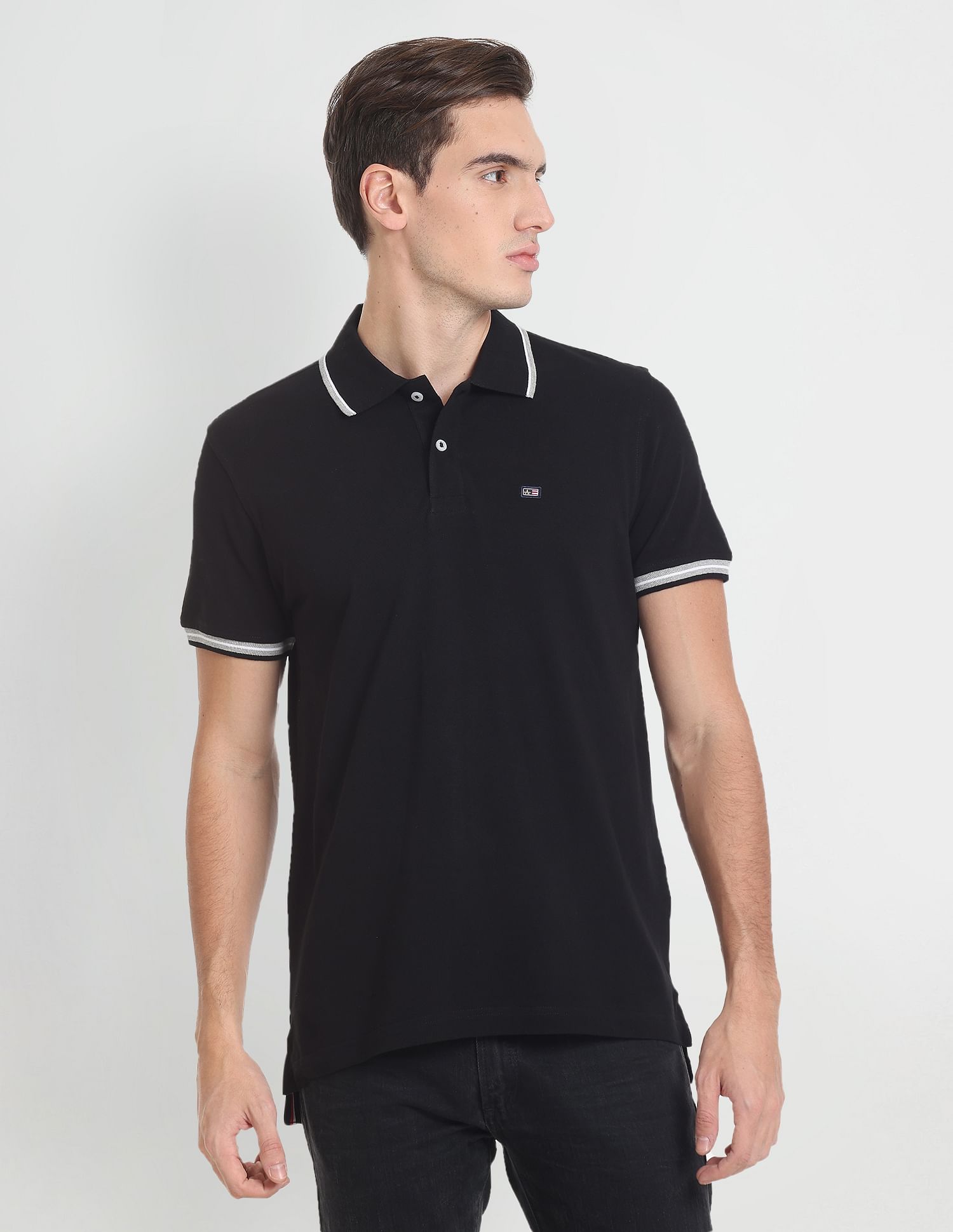 Arrow Sports Tipped Collar Solid Pique Polo Shirt