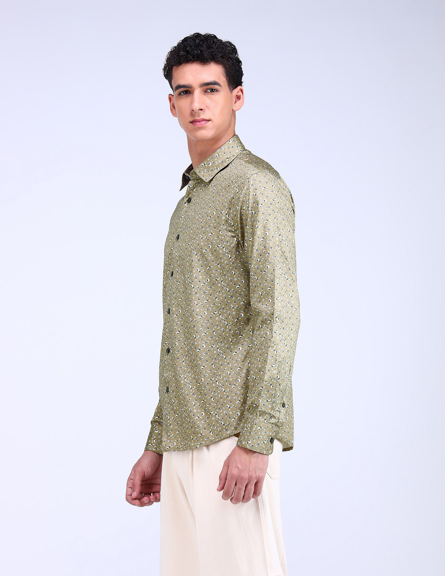 Flying Machine Floral Print Sateen Shirt
