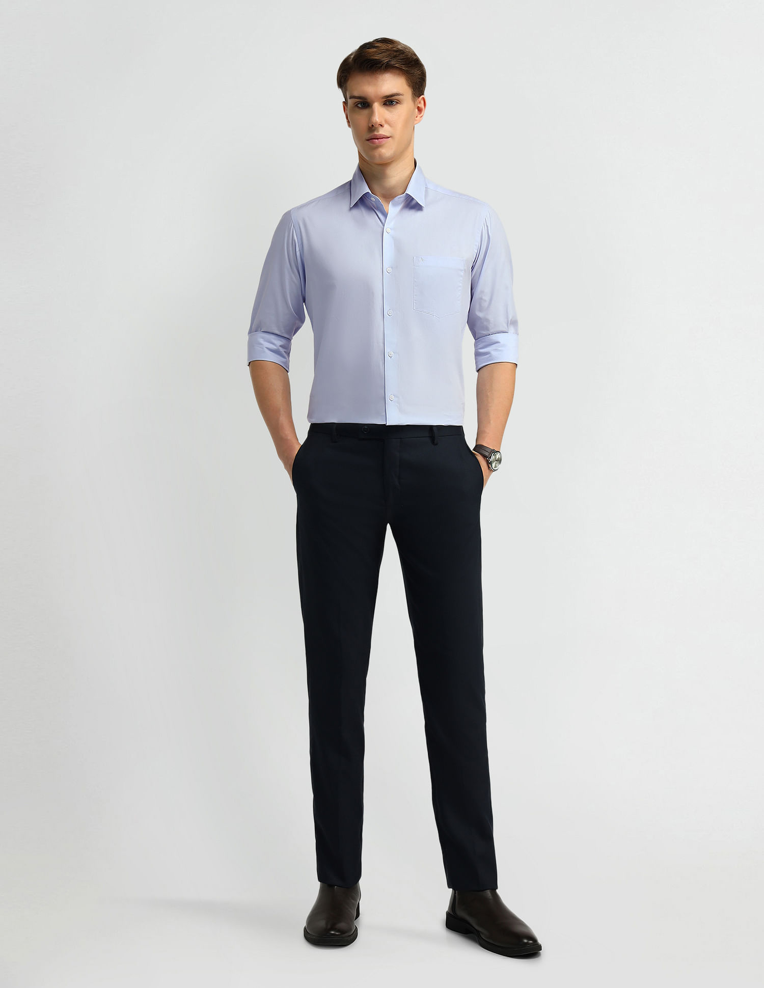 Arrow Solid Manhattan Slim Fit Shirt