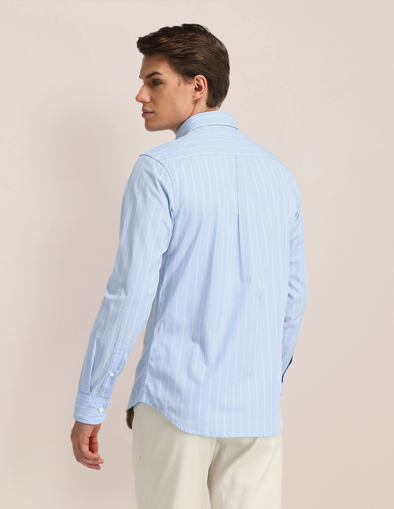 U.S. Polo Assn. Denim Co. Vertical Striped Oxford Weave Shirt