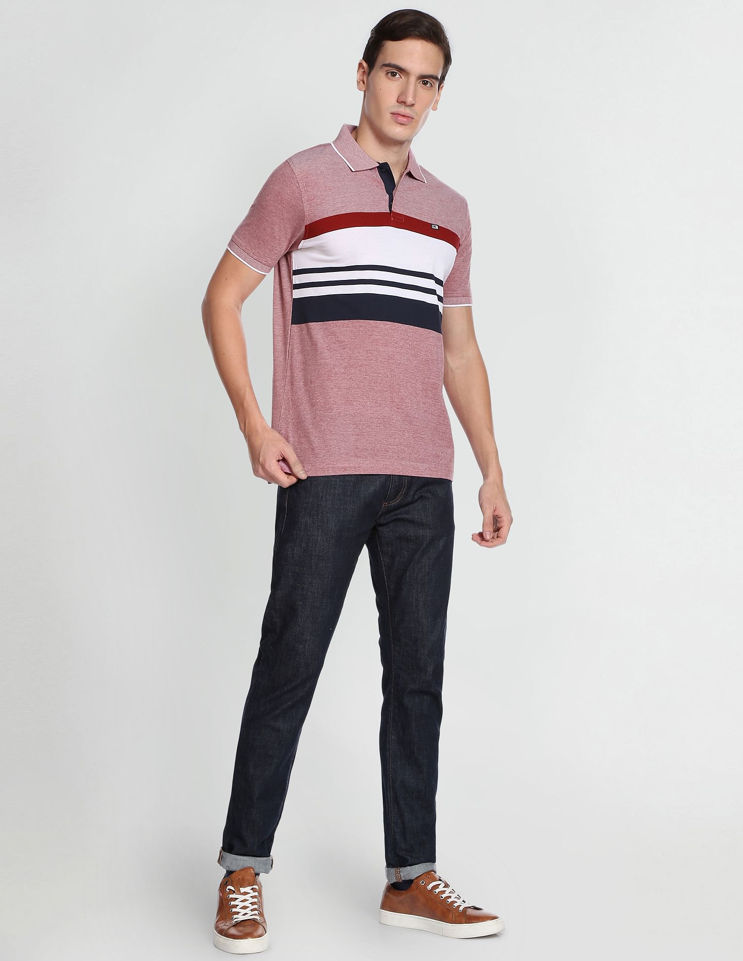 Buy Louis Philippe Striped Polo Collar T Shirt - Tshirts for Men