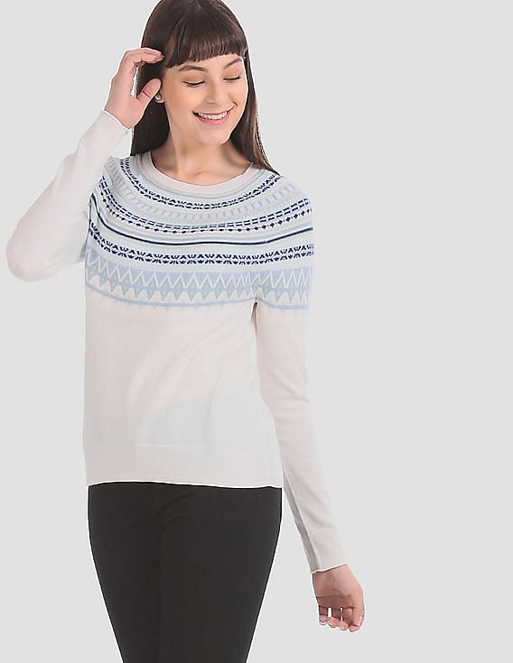 white fair isle sweater