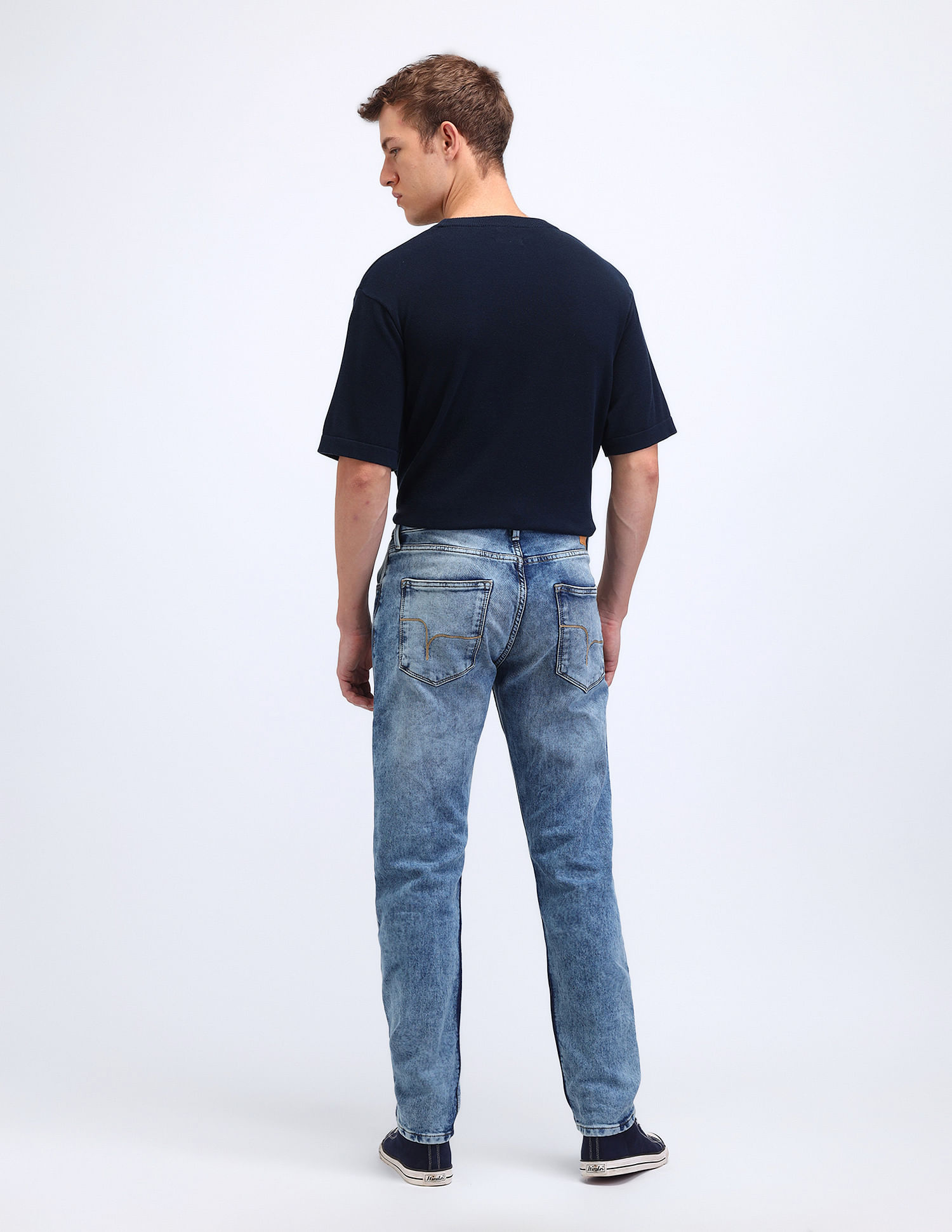 Flying Machine Slash Slim Tapered Fit Acid Washed Jeans
