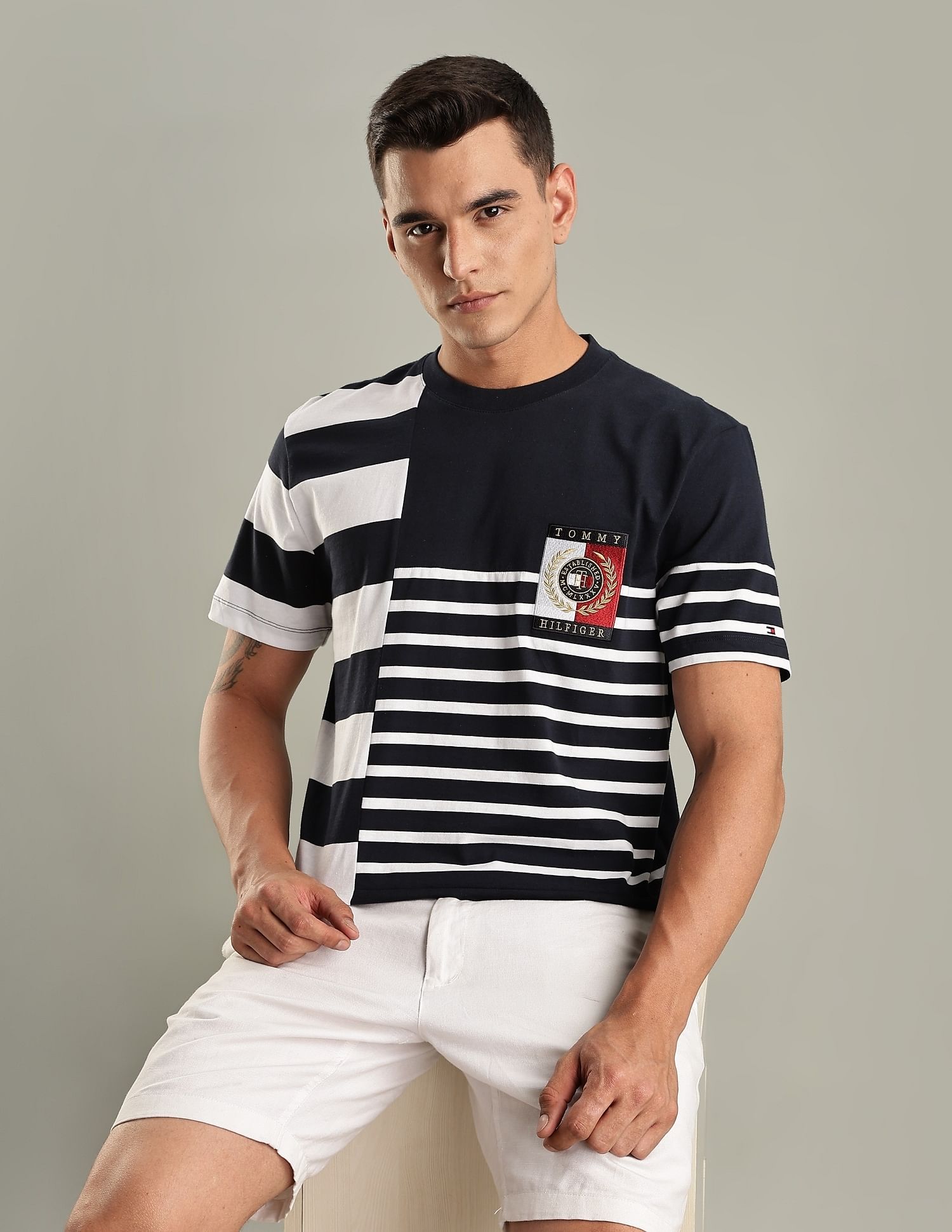 Tommy Hilfiger Striped Regular-Fit Cotton T-Shirt