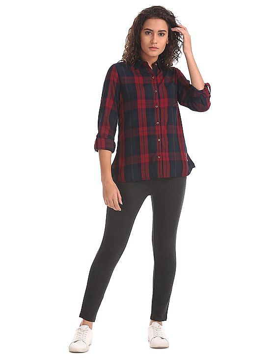 U.S. Polo Assn. Women Regular Fit Checked Shirt