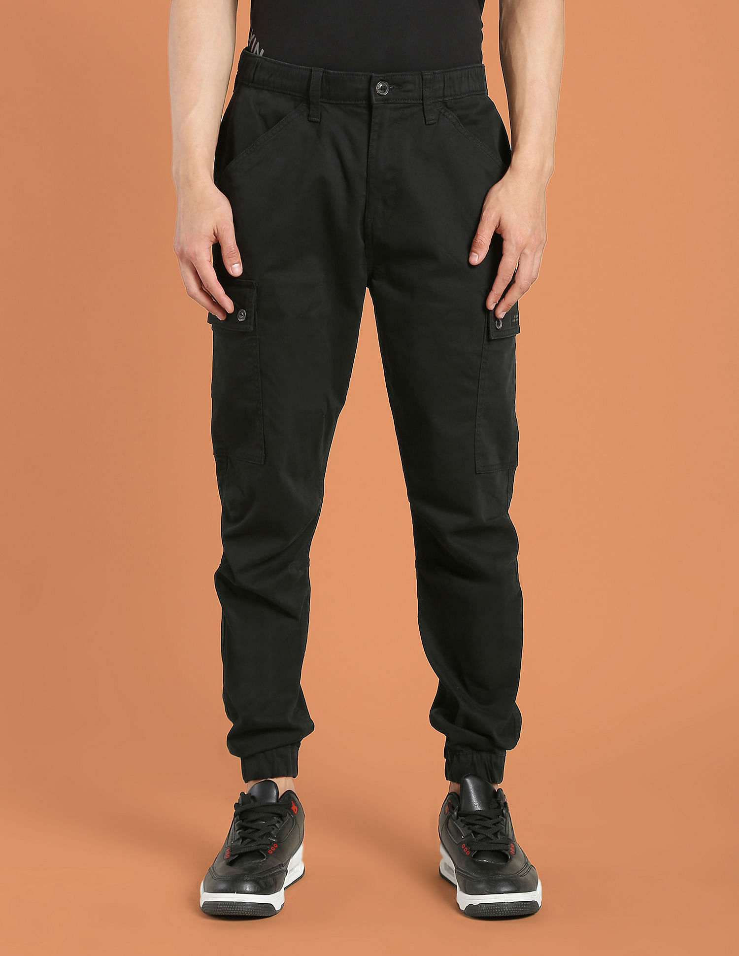 Flying Machine Mid Rise Solid Cargo Utility Joggers