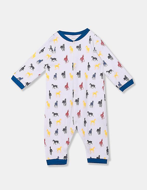 U.S. Polo Assn. Kids Baby Assorted Long Sleeve Romper - Pack Of 2