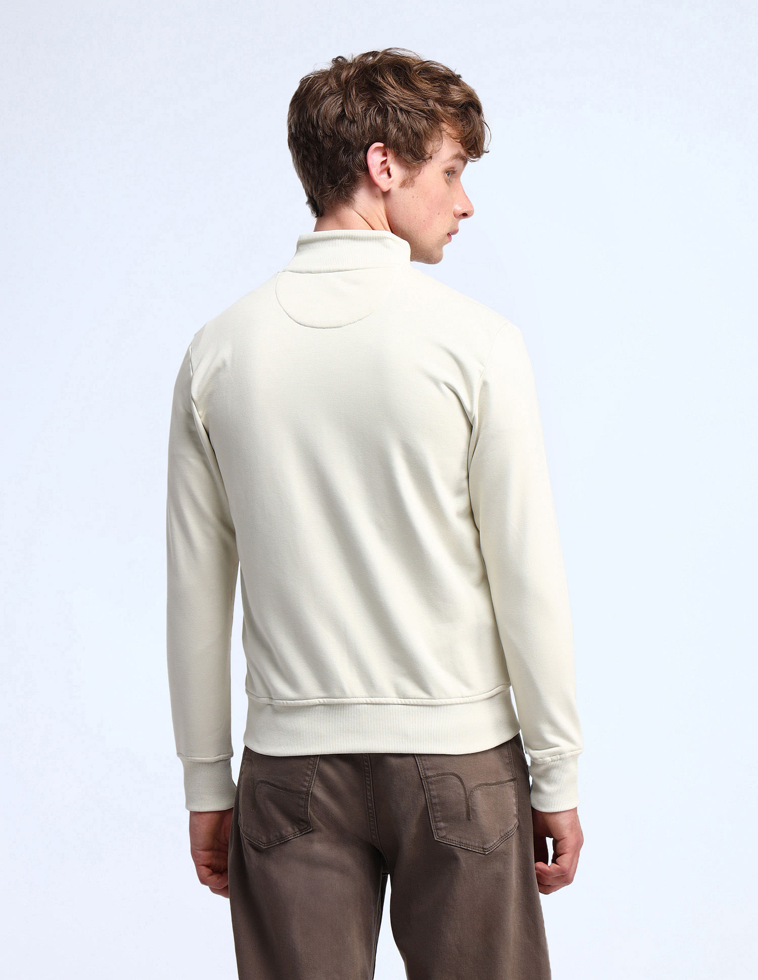 Flying Machine Solid High Neck Sweatshirt