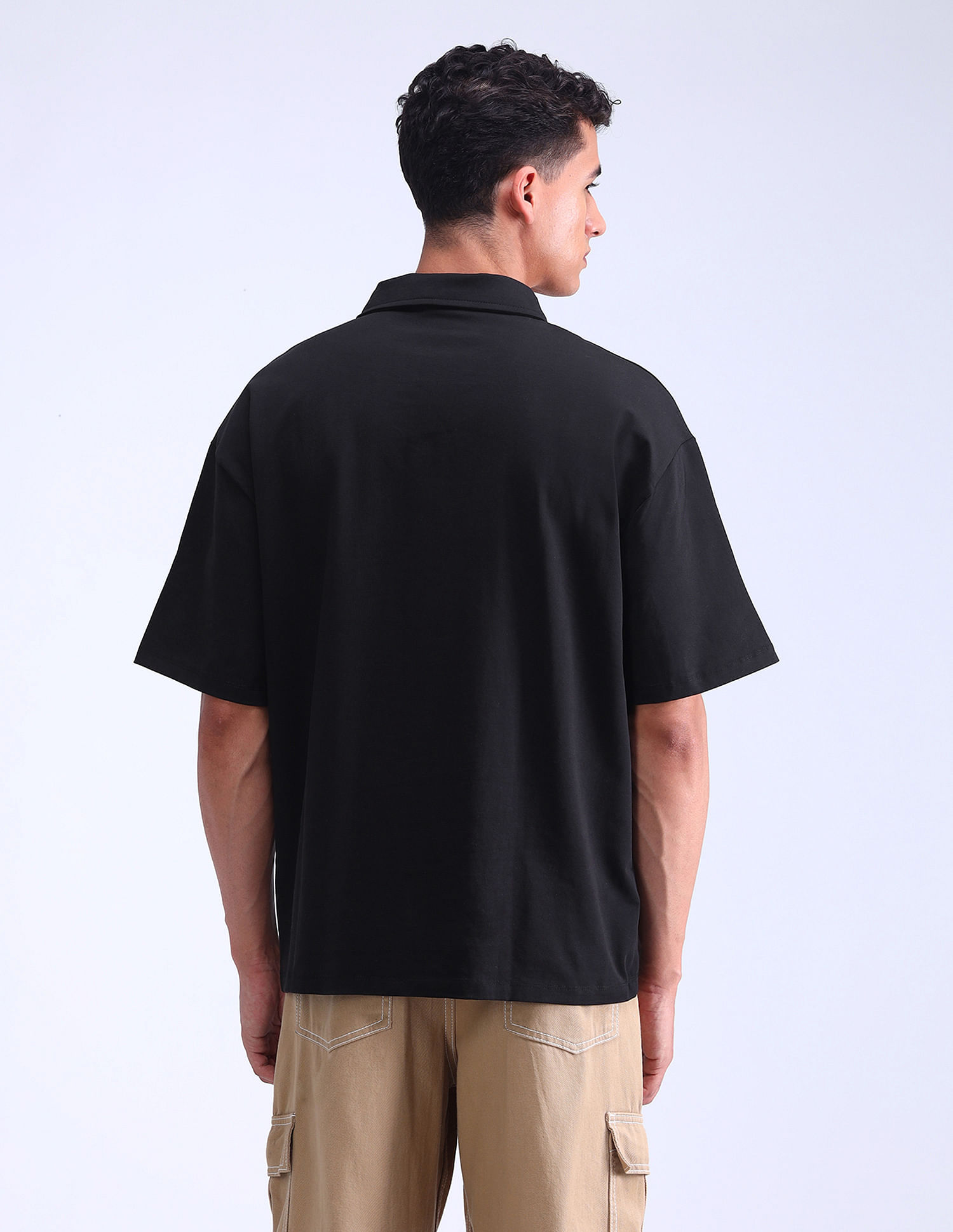 Flying Machine Solid Oversized Fit Polo Shirt