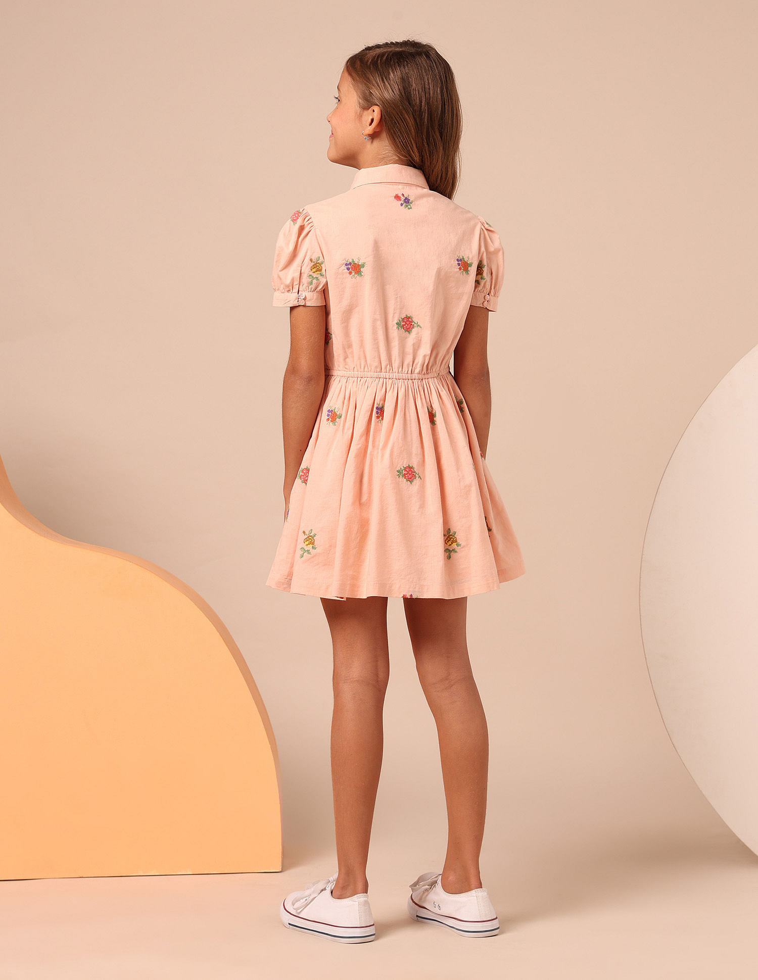 U.S. Polo Assn. Kids Girls Embroidered Fit & Flare Dress