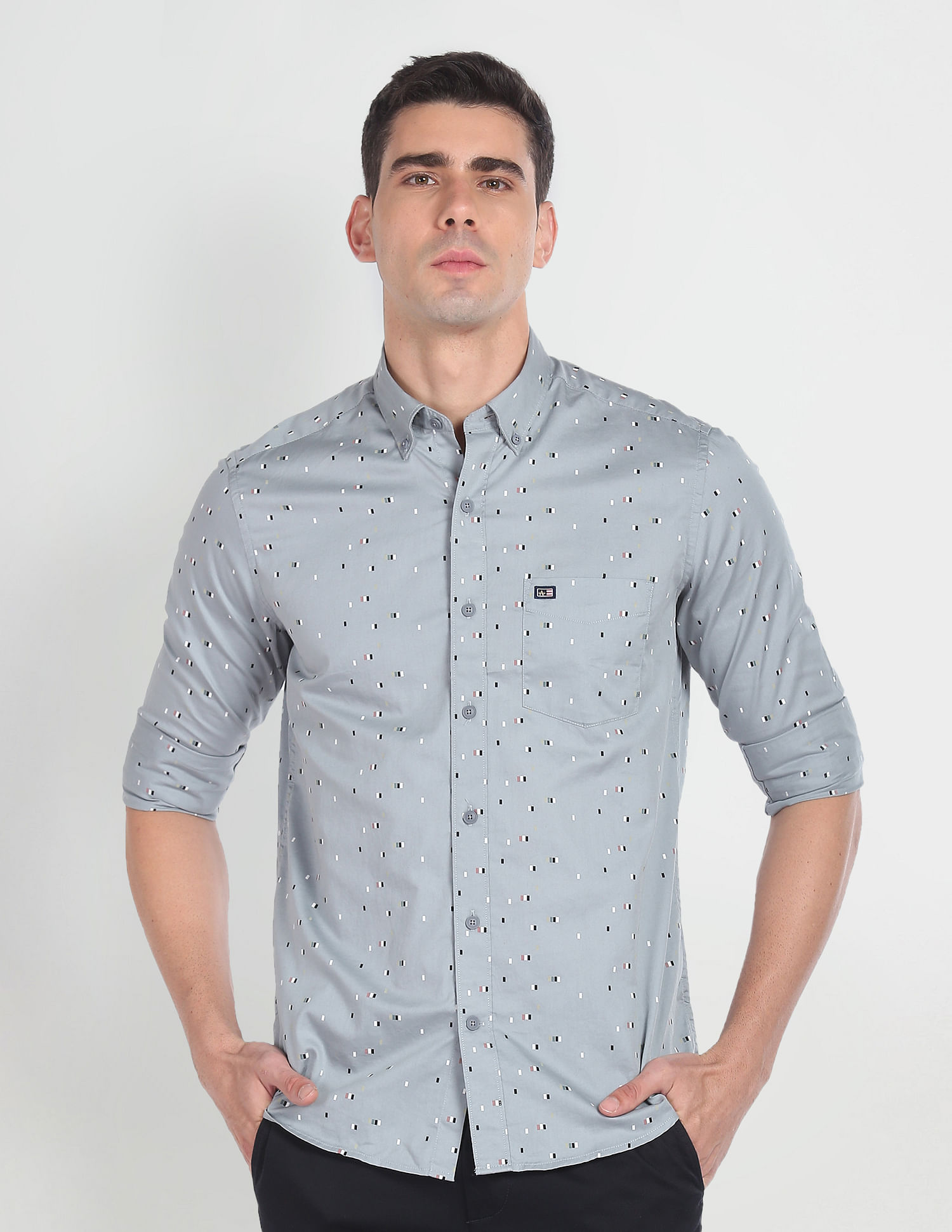 Arrow Sports Geometric Print Cotton Casual Shirt