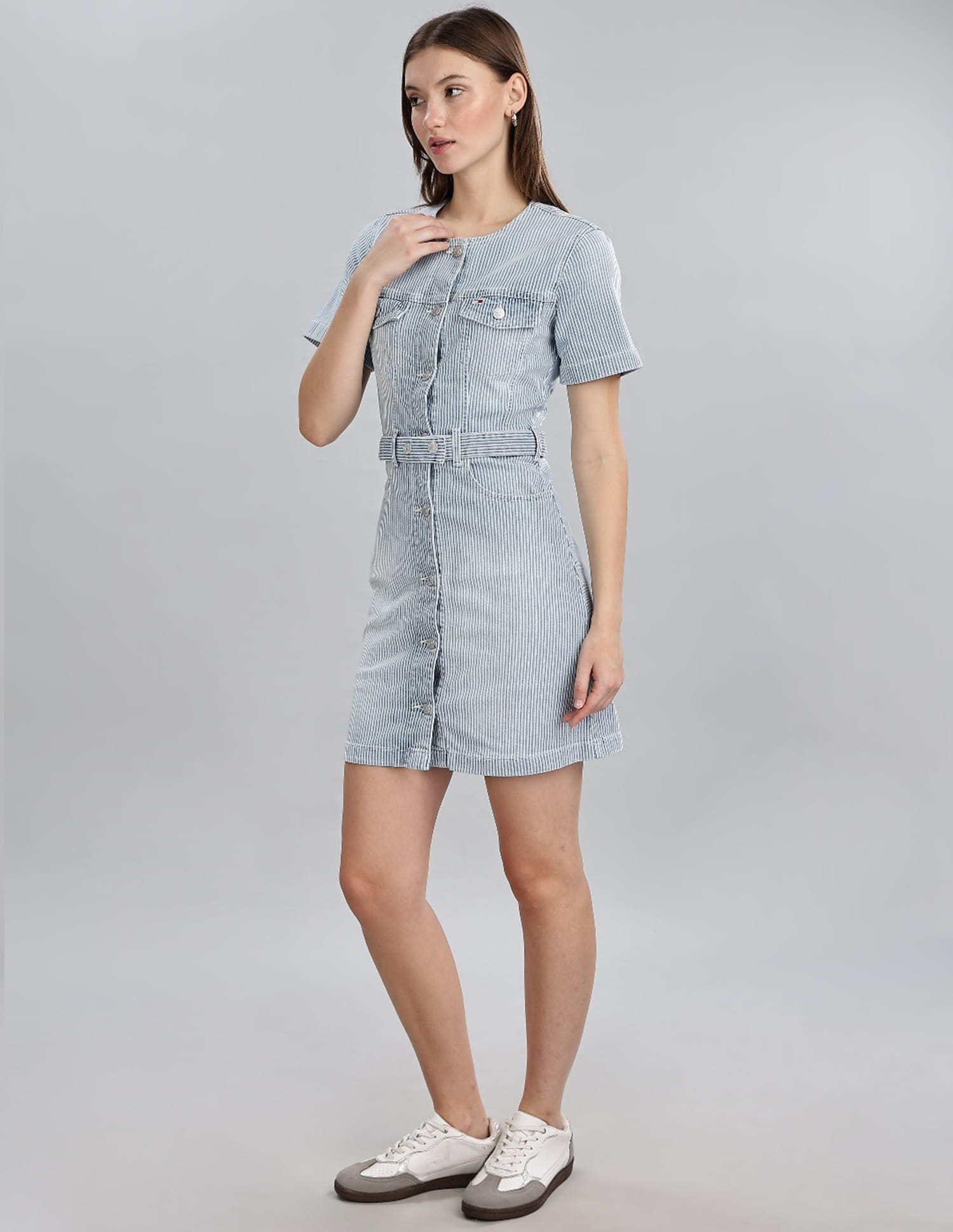 sapphire denim dress Indigo Shirt – Thirtieth Sizes US Sizes Euro Blue Sleeveless Pleated Chiffon Size:9-12 Months with Diaper Cover Leia_selection