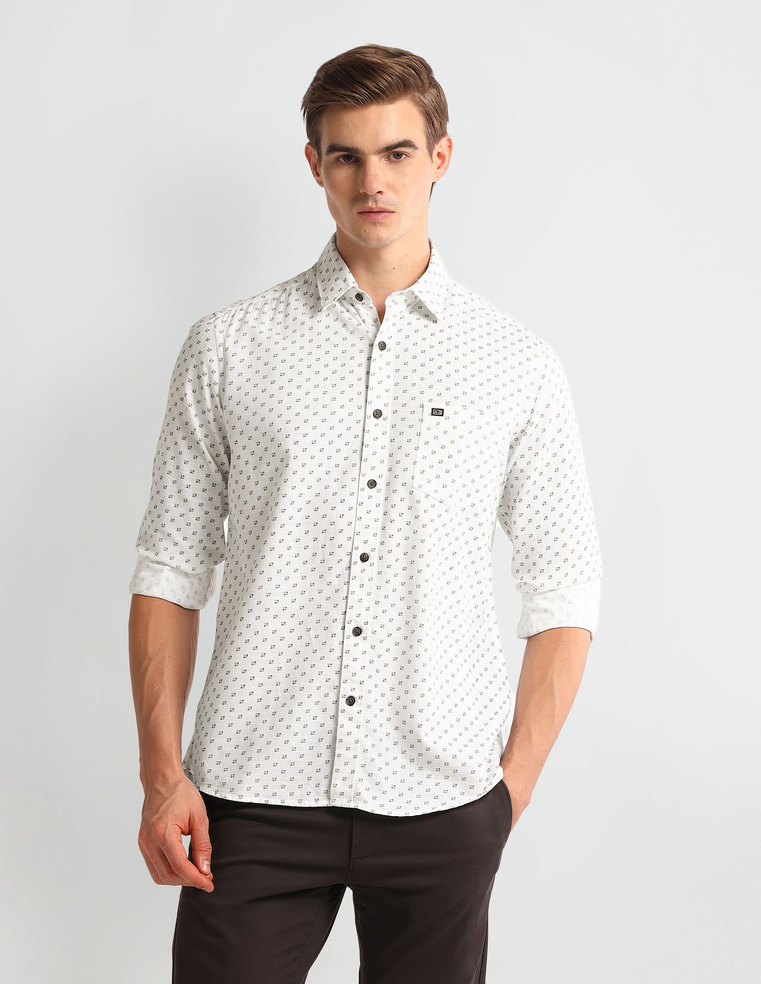 Arrow Sport Slim Fit Geometric Print Shirt