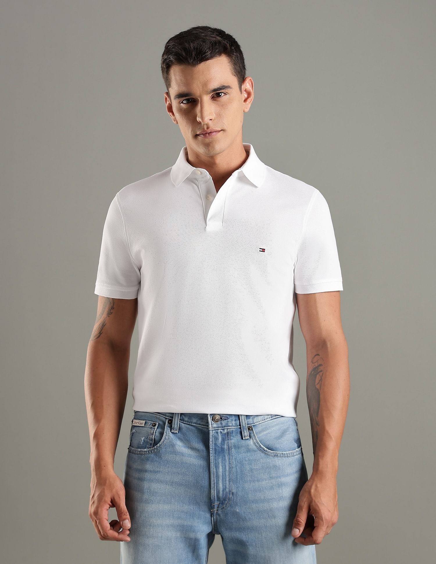 Tommy Hilfiger Solid Regular Fit Cotton Polo T-Shirt