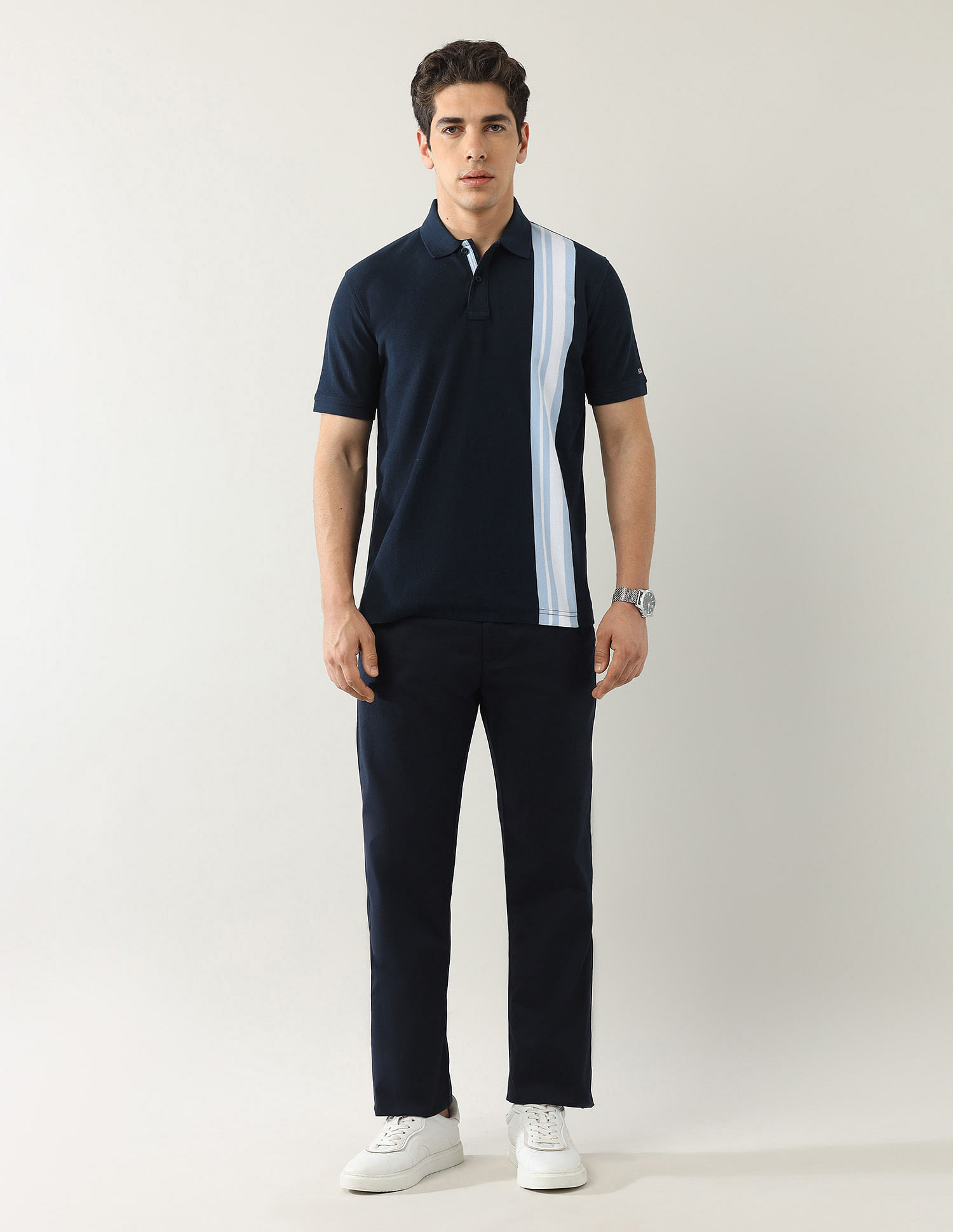 Arrow Sport Vertical Striped Regular Fit Polo Shirt