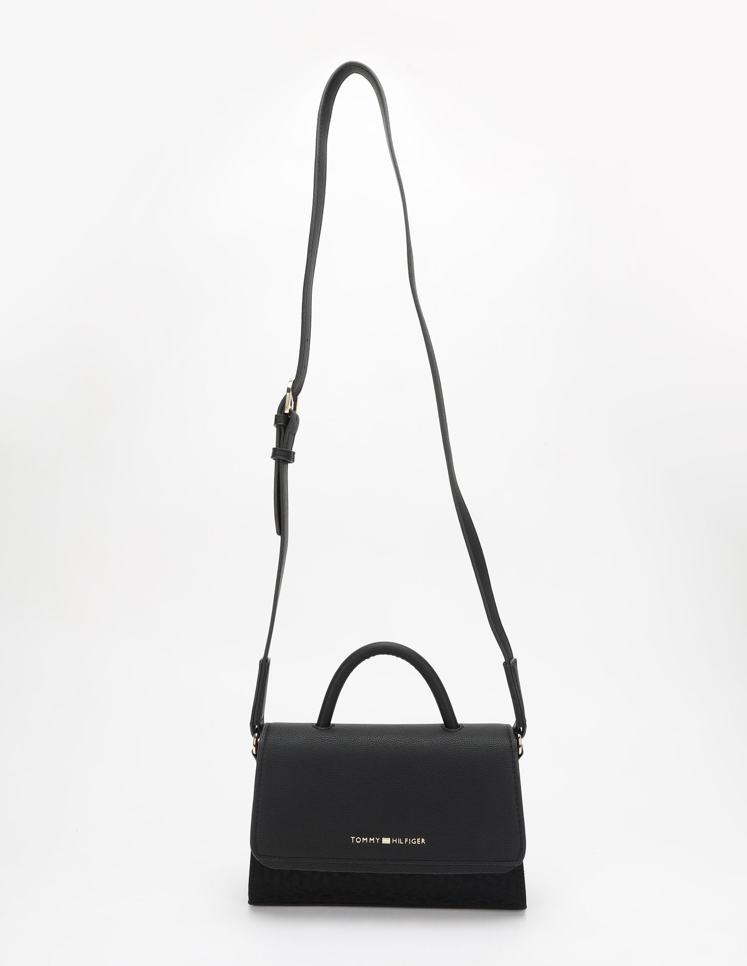 Tommy Hilfiger Logo Black Polyester Sling Bag