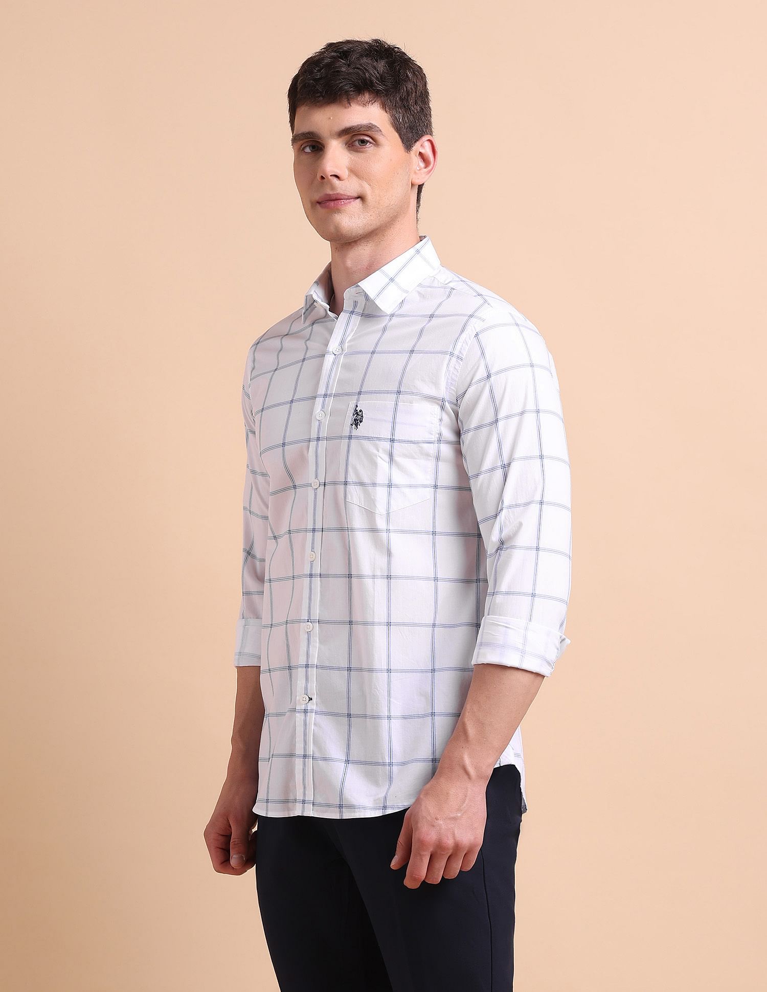 U.S. Polo Assn. Tailored Fit Windowpane Checked Shirt