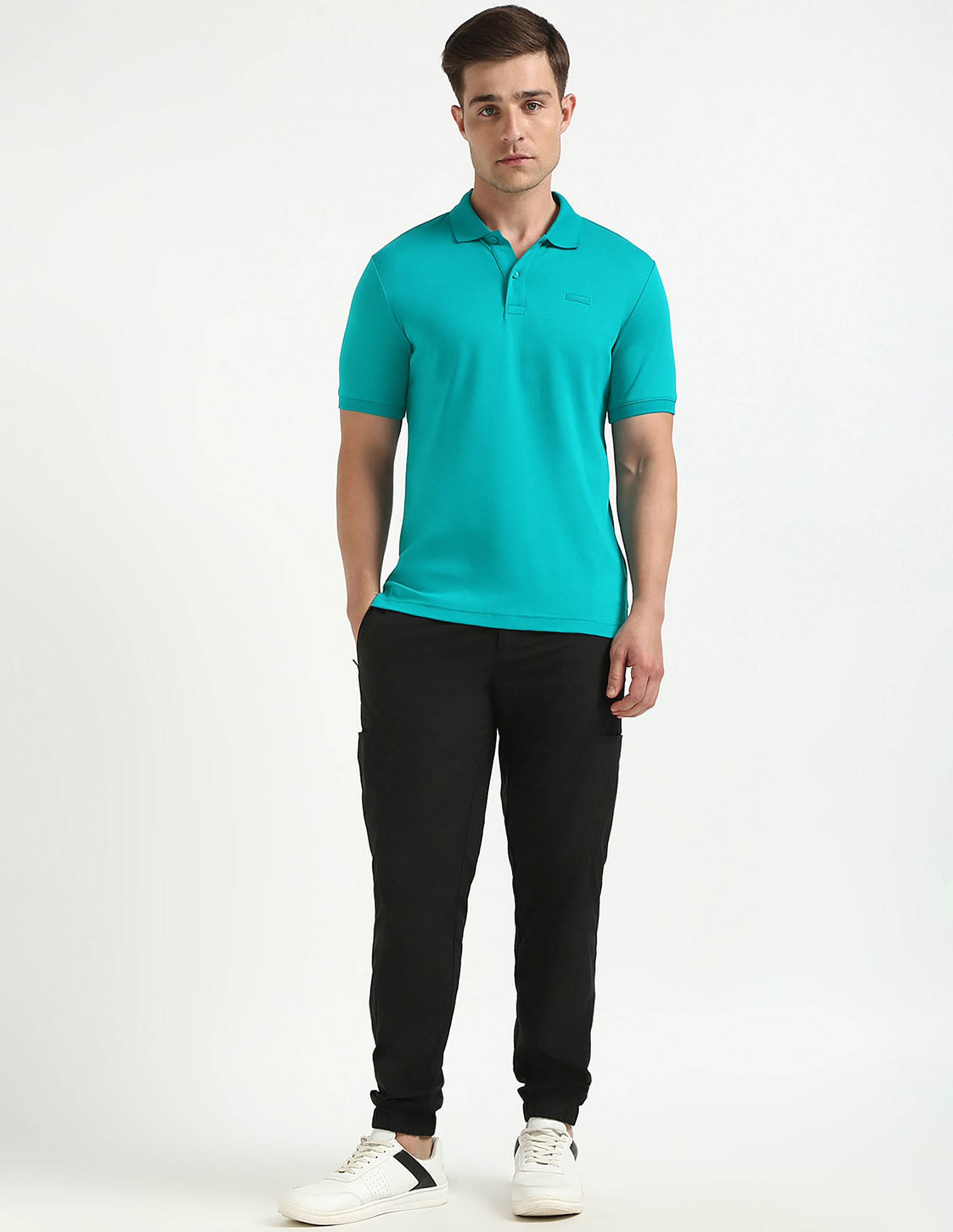 Calvin Klein Jeans Solid Slim-Fit Cotton Polo T-Shirt
