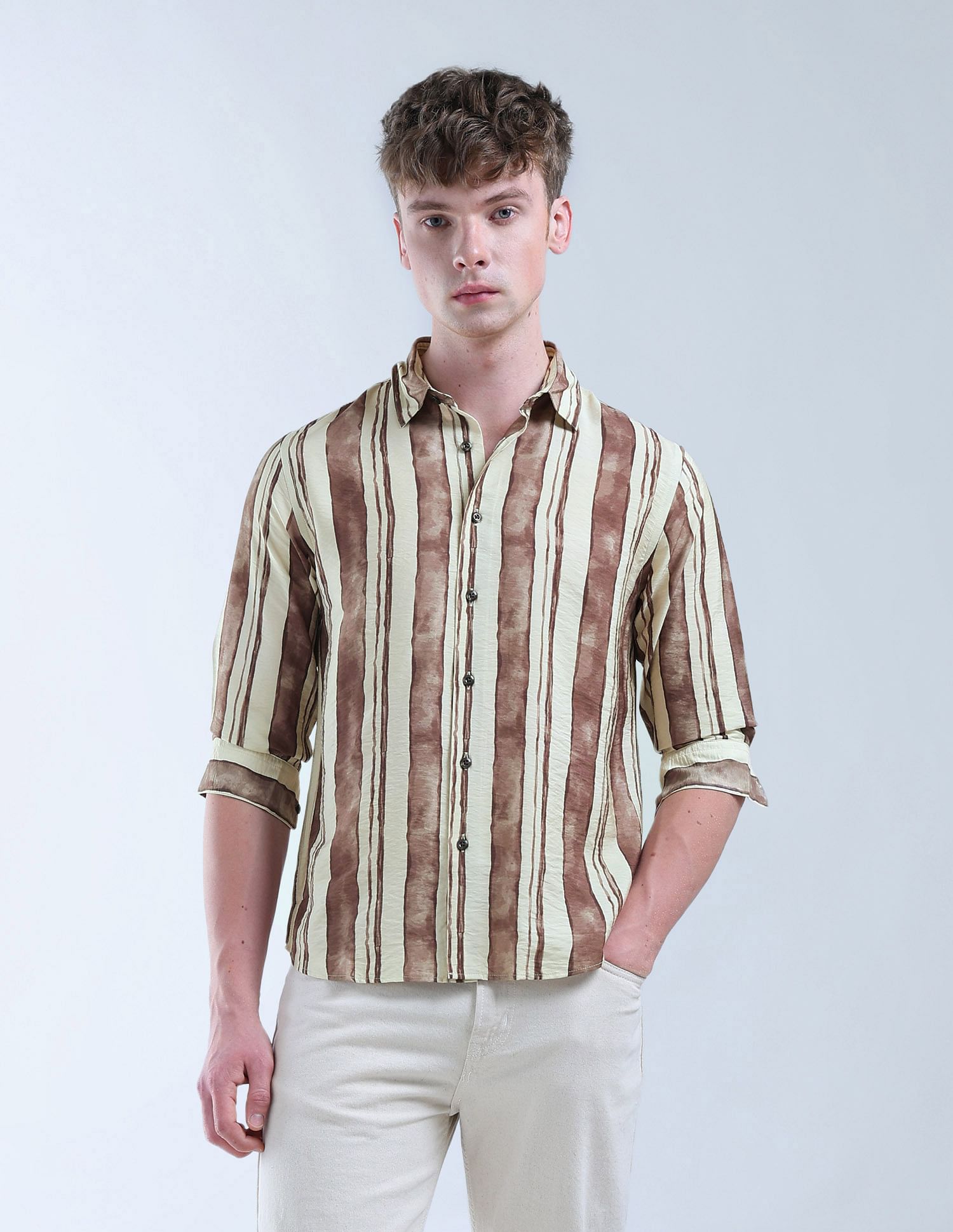 Flying Machine Vertical Striped Color Of Home Shirt