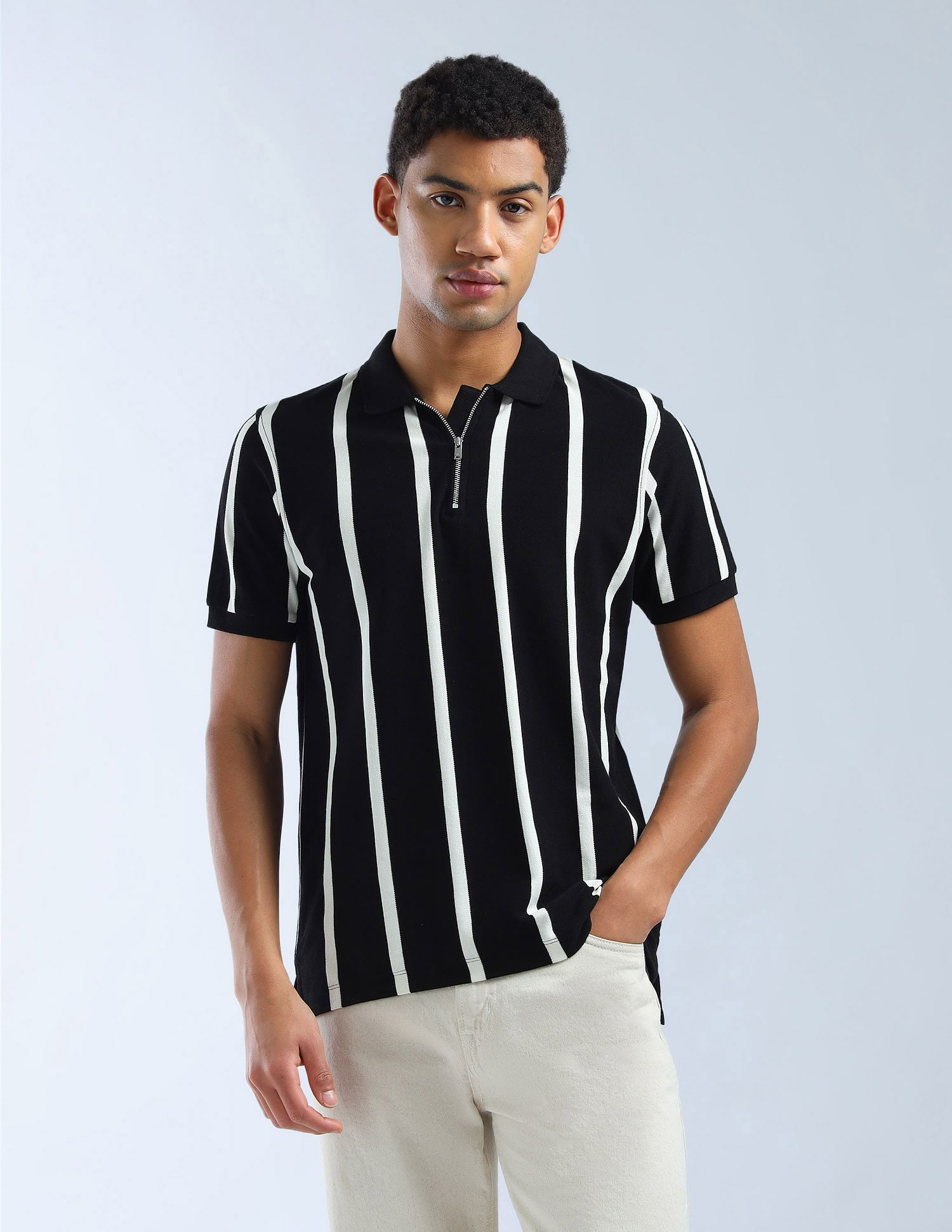 Flying Machine Vertical Striped Color Of Home Polo Shirt