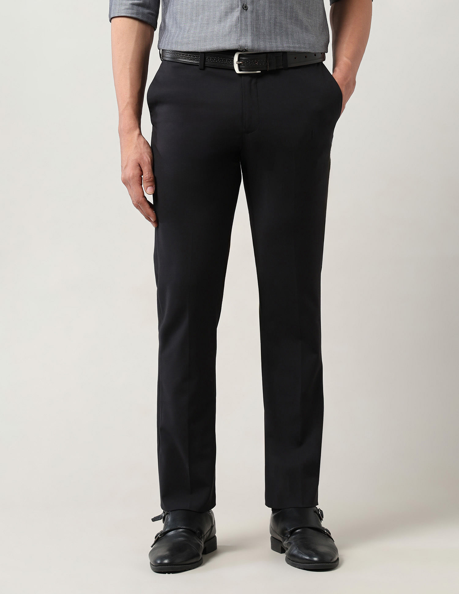 Arrow Regular Fit Mid Rise Trousers