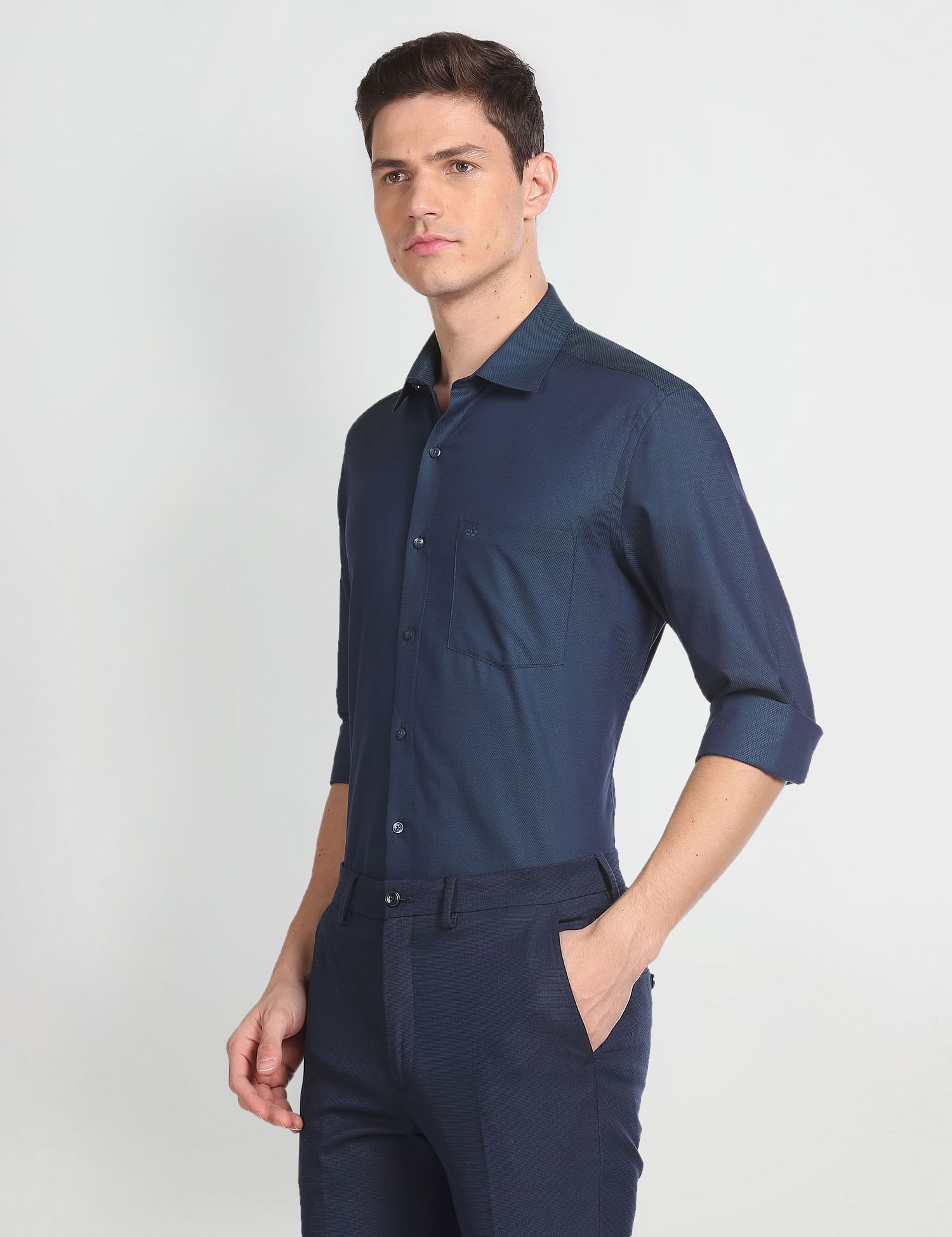 Arrow Patterned Weave Classic Fit Shirt