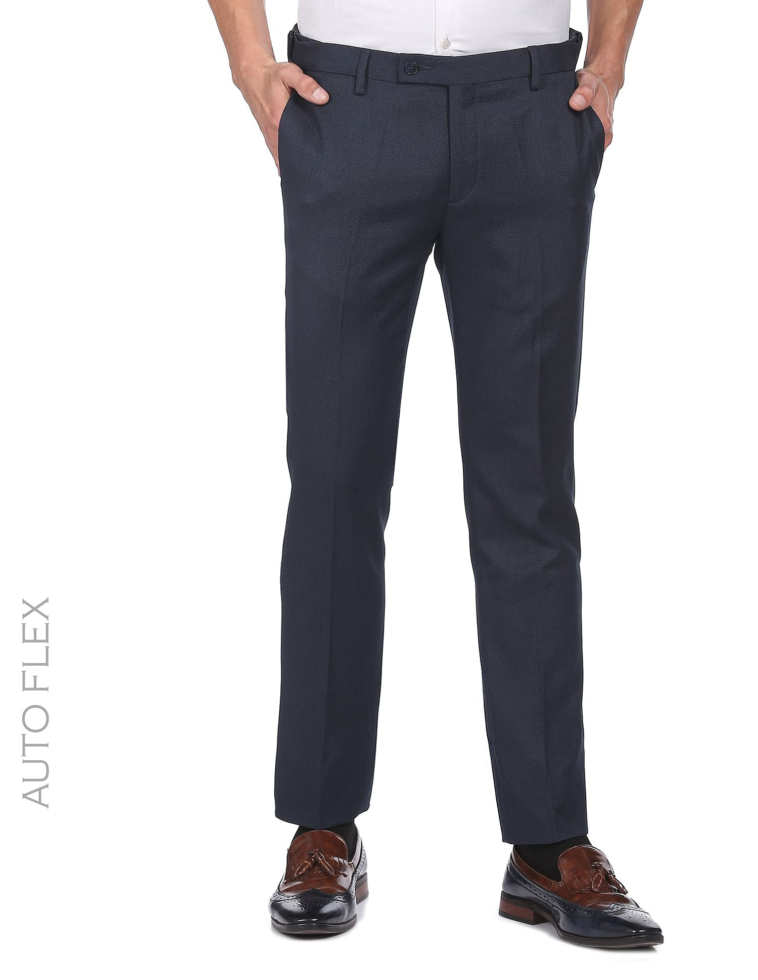 Buy Arrow Autoflex Hudson Regular Fit Trousers-Beige online-demhanvico.com.vn