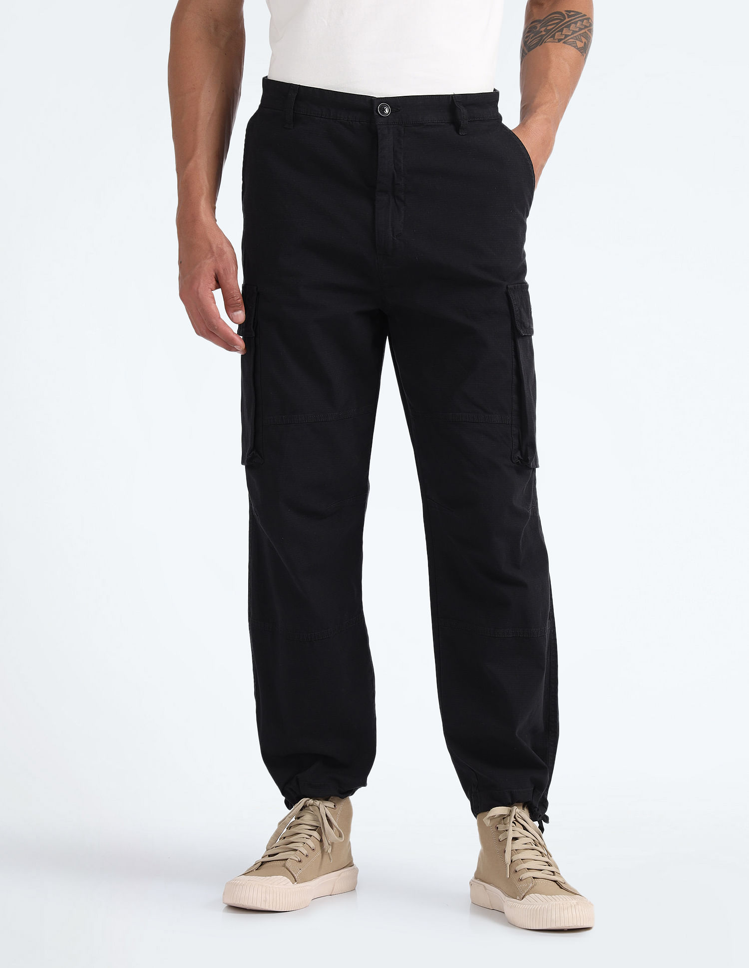 Chrome & Coral Solid Stylish Cargo Pant for Men – HAXOR