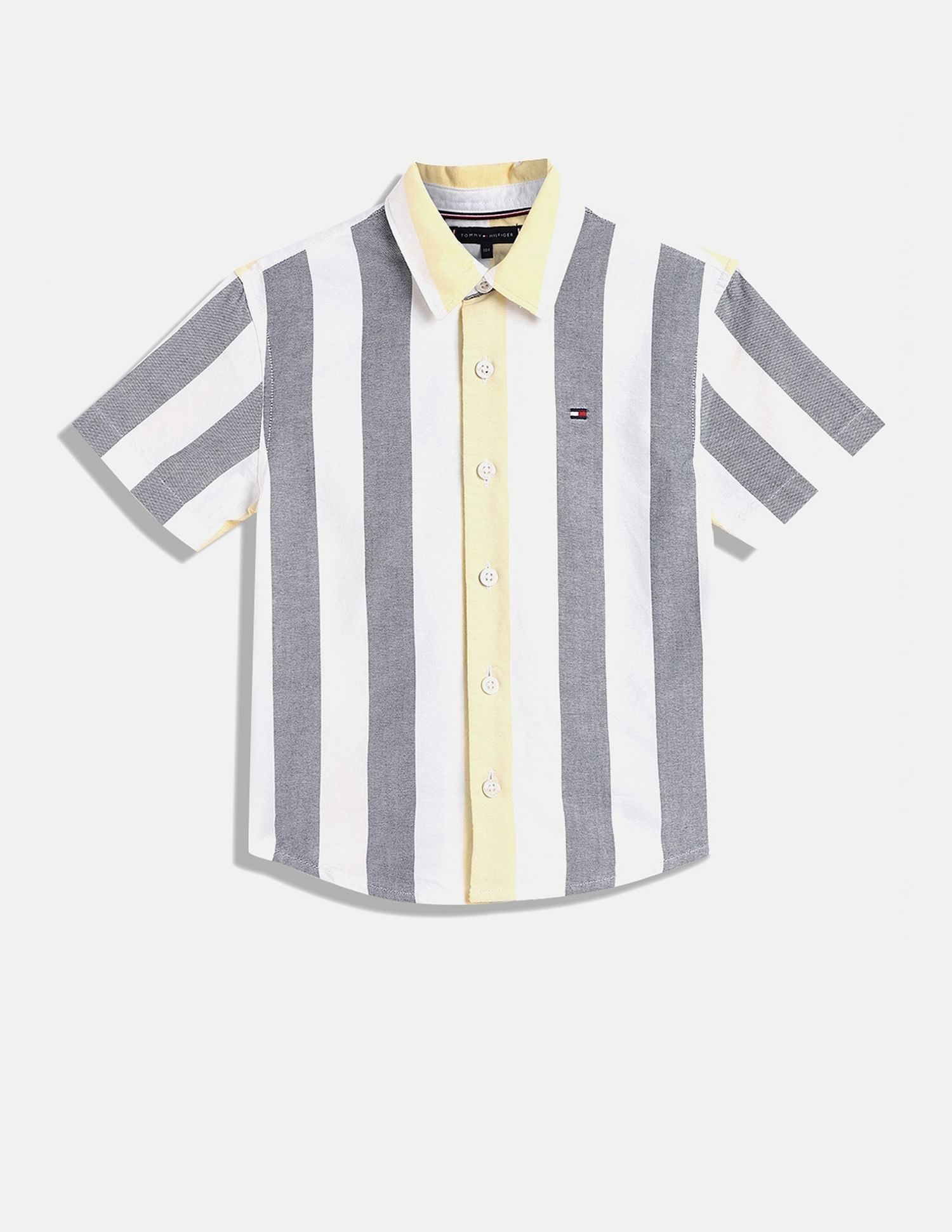 Tommy Hilfiger Kids Boys Striped Regular-Fit Cotton Shirt