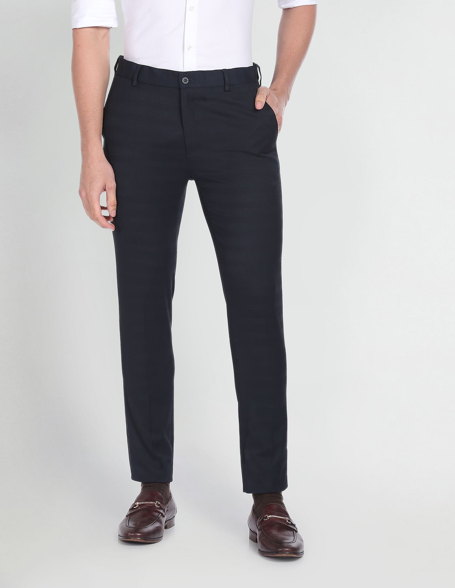Arrow Newyork Horizontal Stripe Herringbone Trousers