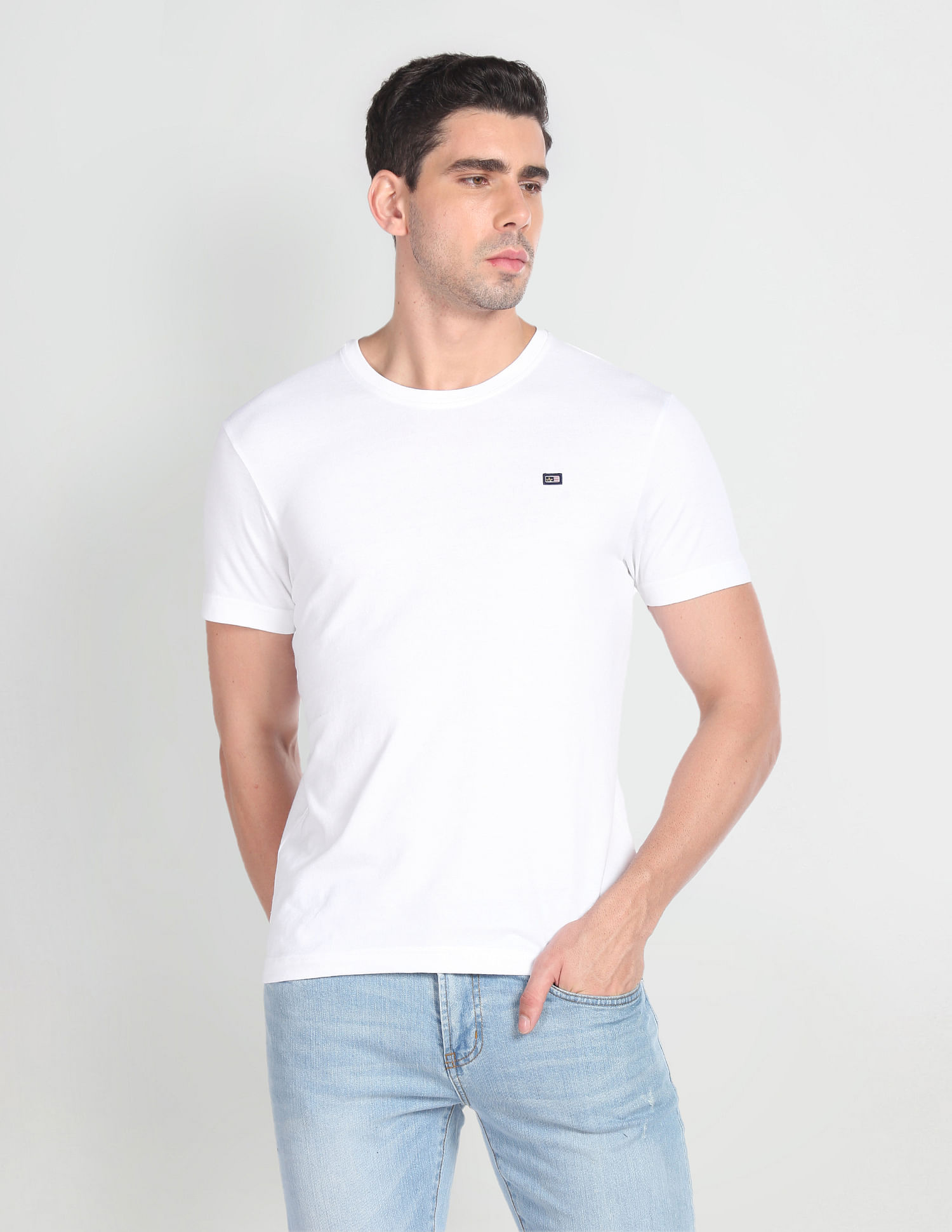 Arrow Sports Crew Neck Solid T-Shirt