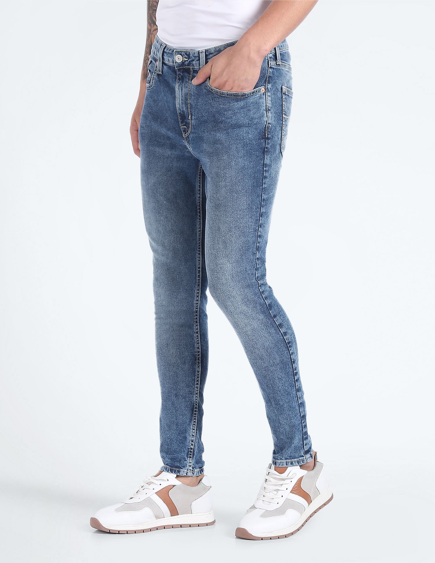 Flying Machine Morrison Skinny Cropped Acid Wash Jeans