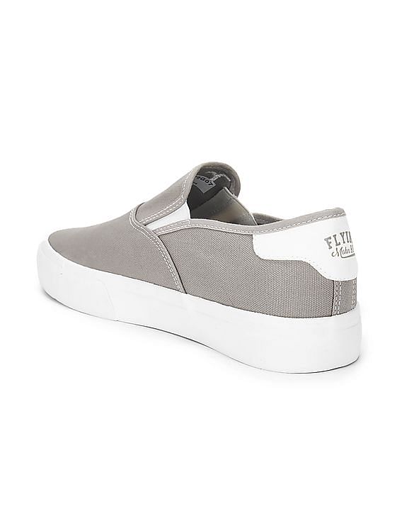 Gray canvas slip on shoes best sale