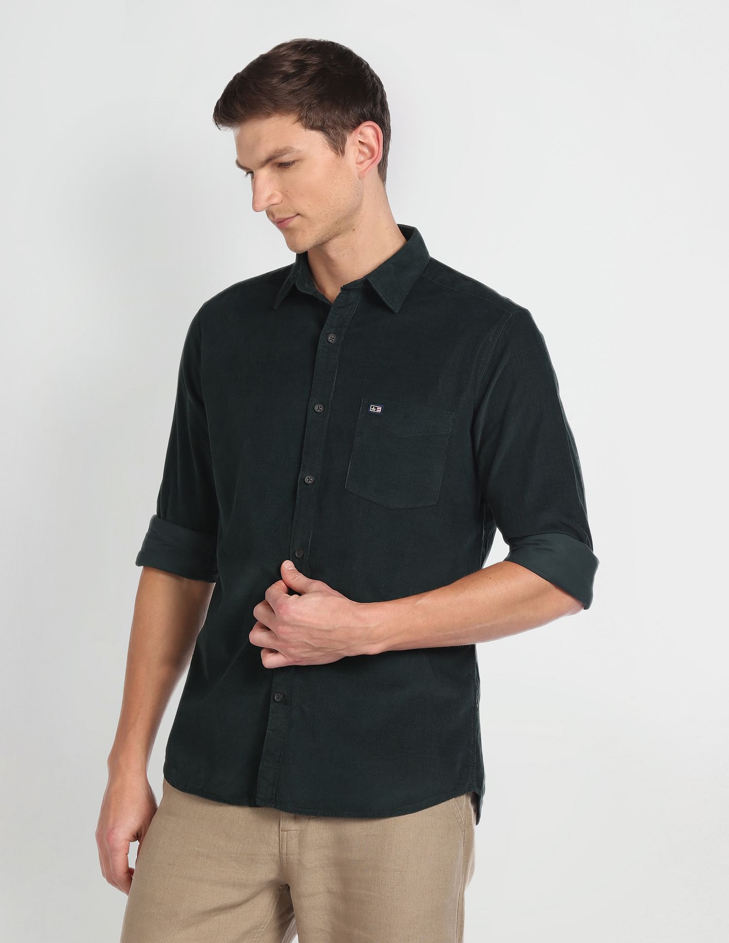 Arrow Sports Solid Corduroy Shirt
