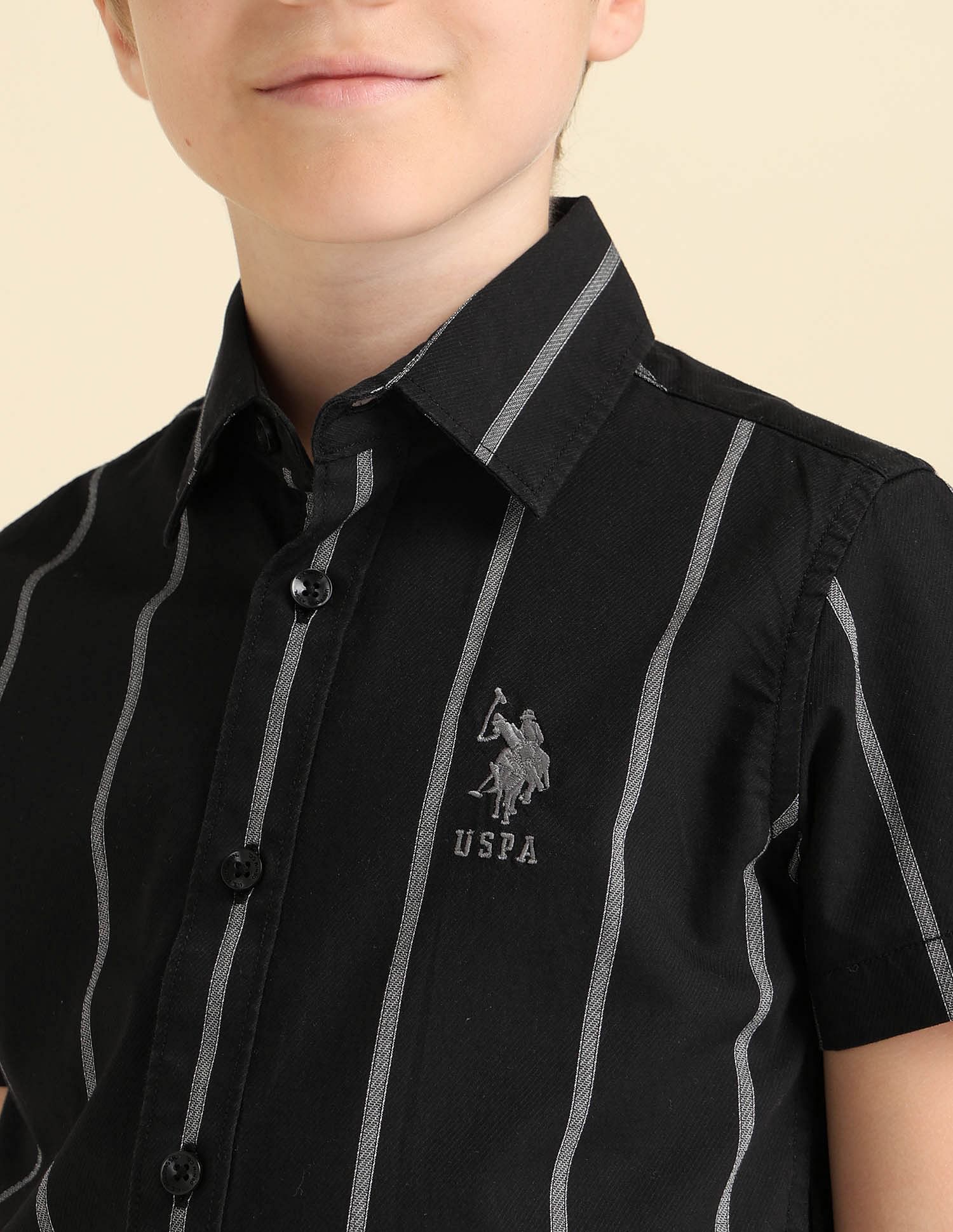 U.S. Polo Assn. Kids Boys Vertical Striped Regular Fit Shirt