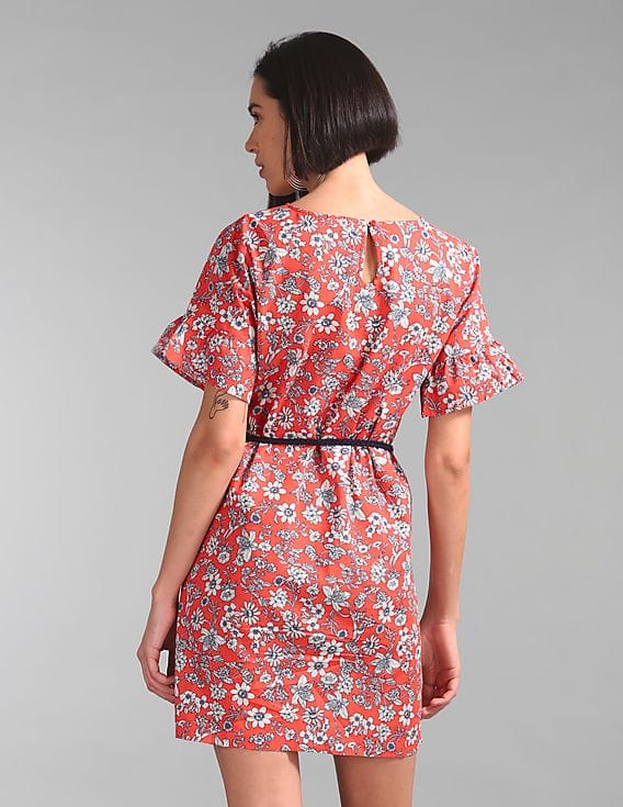 Buy GAP Women Orange Printed Ruffle Dress - NNNOW.com