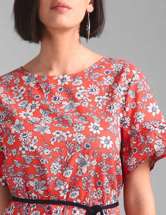 Buy GAP Women Orange Printed Ruffle Dress - NNNOW.com