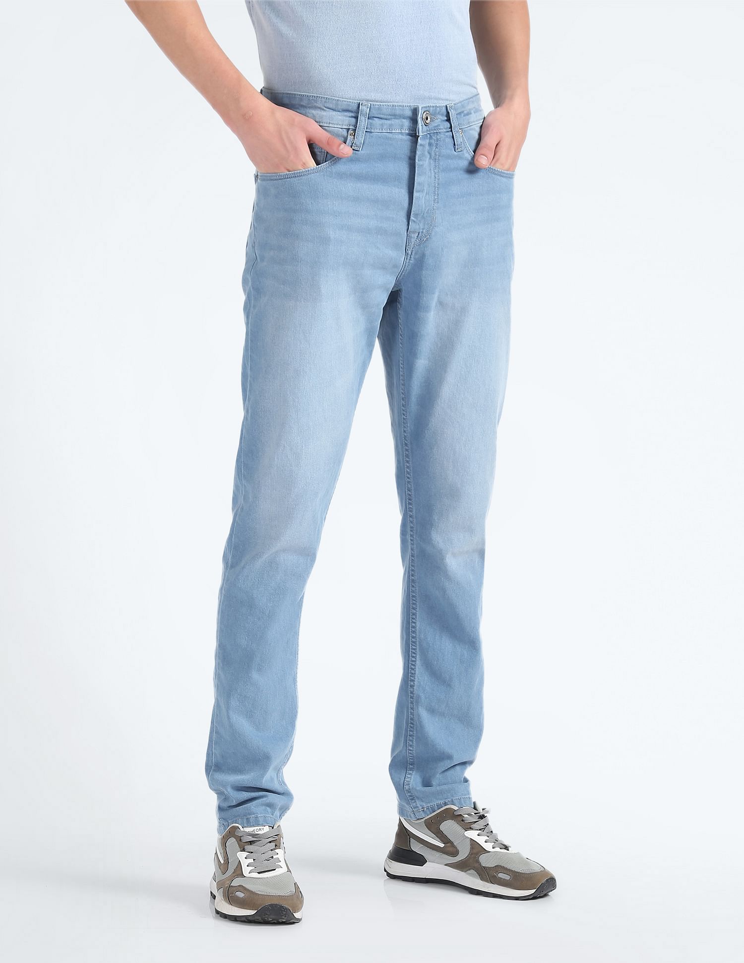 Flying Machine Slash Slim Tapered Fit Mid Rise Jeans