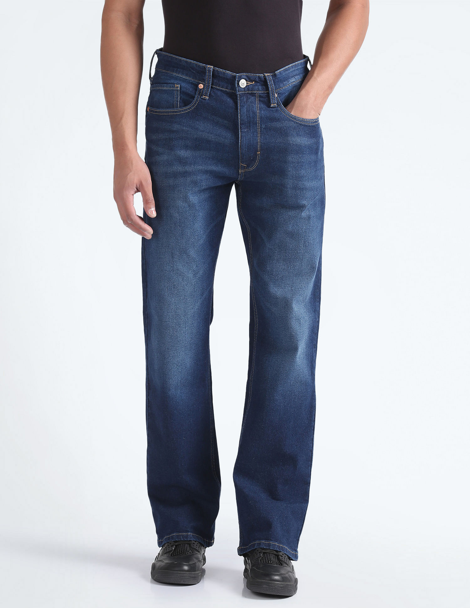 Flying Machine Mid Rise Bruce Relaxed Bootcut Fit Jeans