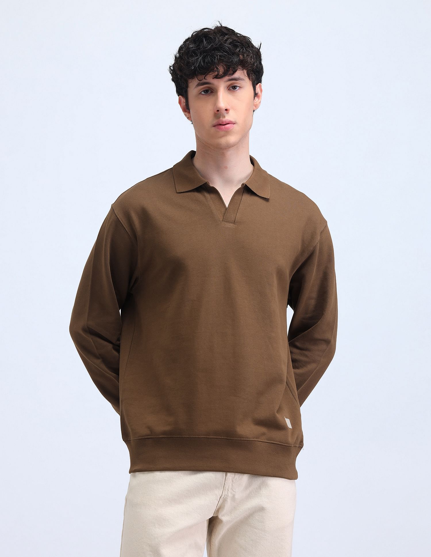 Flying Machine Solid  Relaxed Fit Sweatshirt