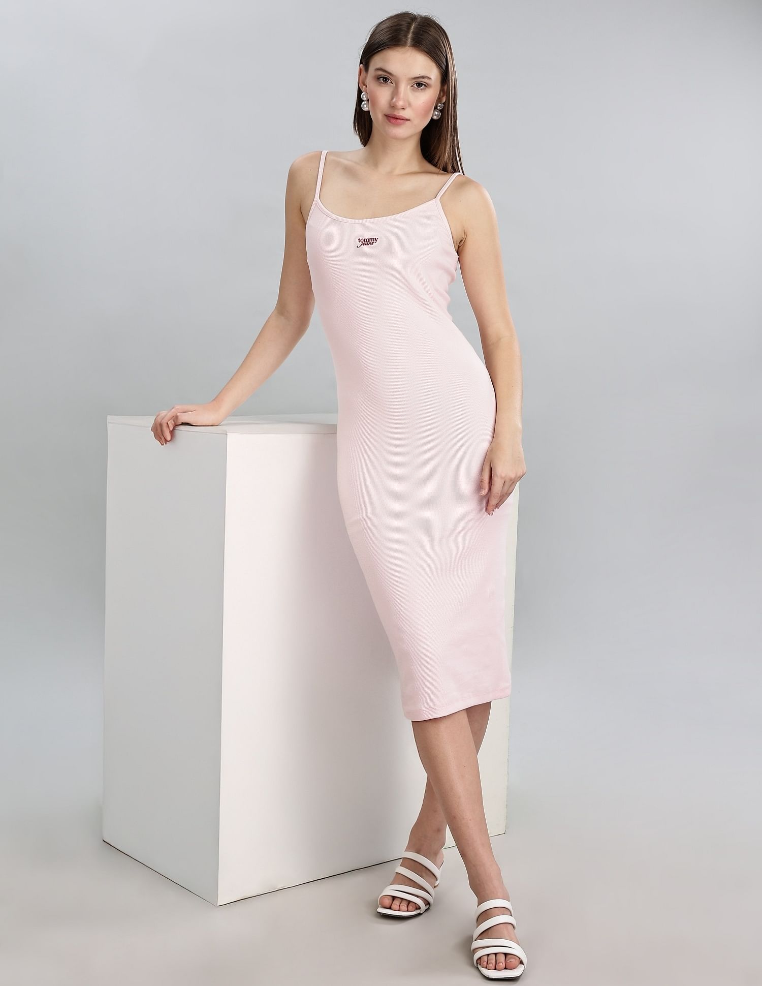 Tommy Hilfiger Womens Pink Solid Dresses