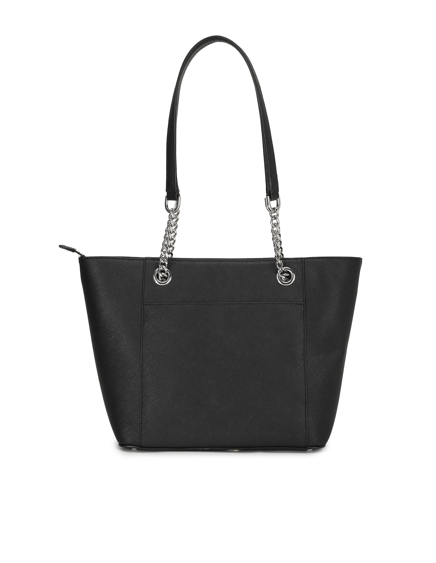 Buy Calvin Klein Women Black Chain Trim Metallic Logo Tote Bag NNNOW