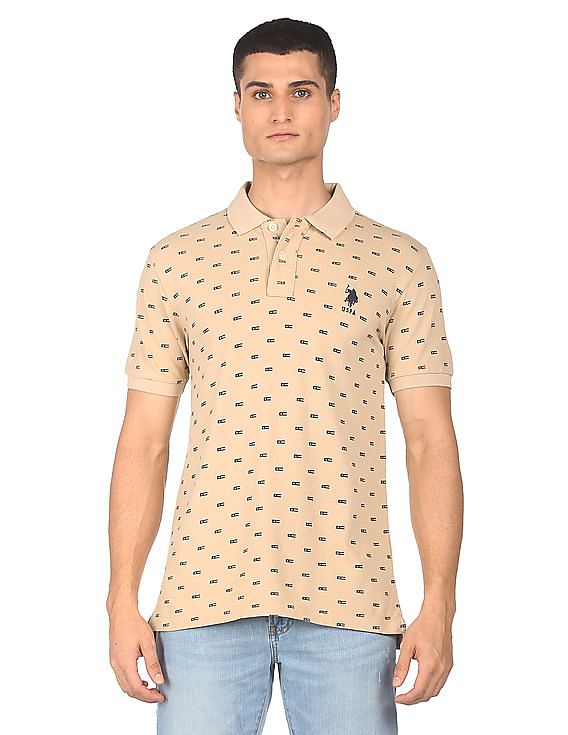 U.S. Polo Assn. Ribbed Collar Printed Polo Shirt