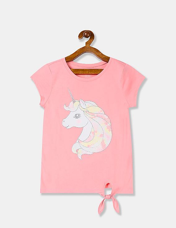 The Childrens Place Girls Square Neck Tie Front Top