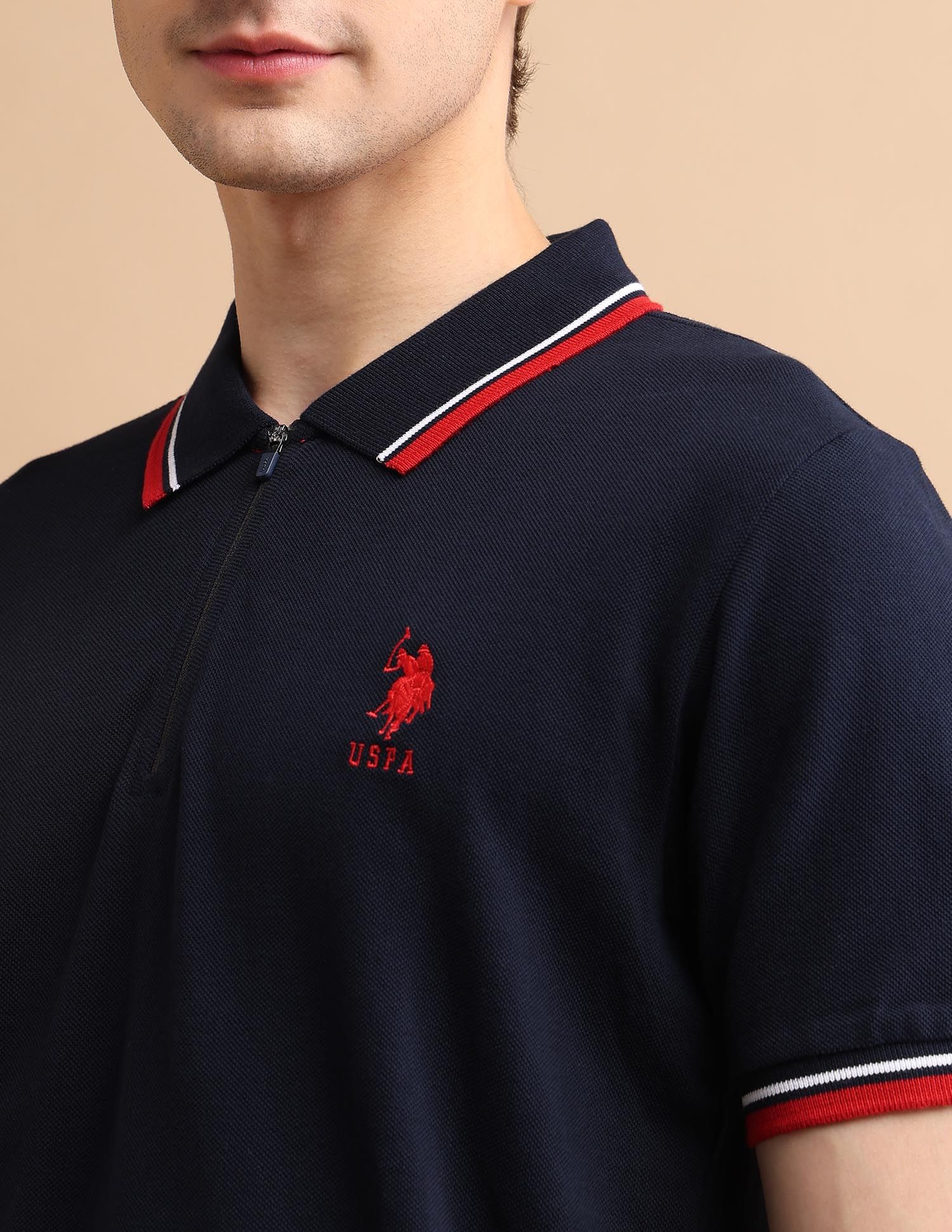 Buy U.S. Polo Assn. Tipped Zipper Polo Shirt - NNNOW.com