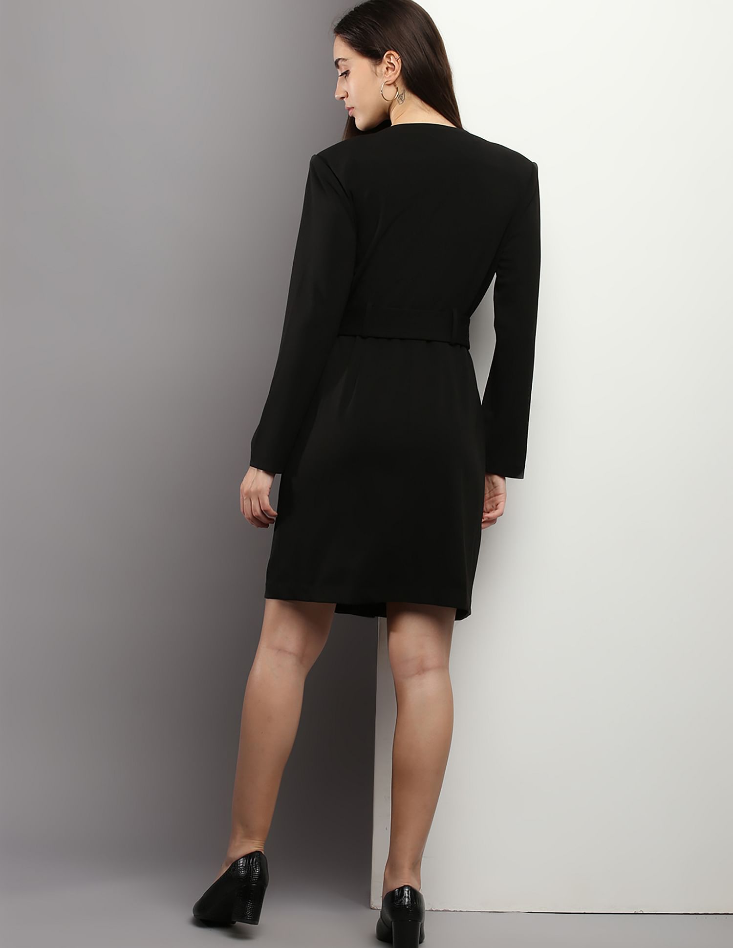 Calvin Klein Belted Waist Solid Blazer Dress