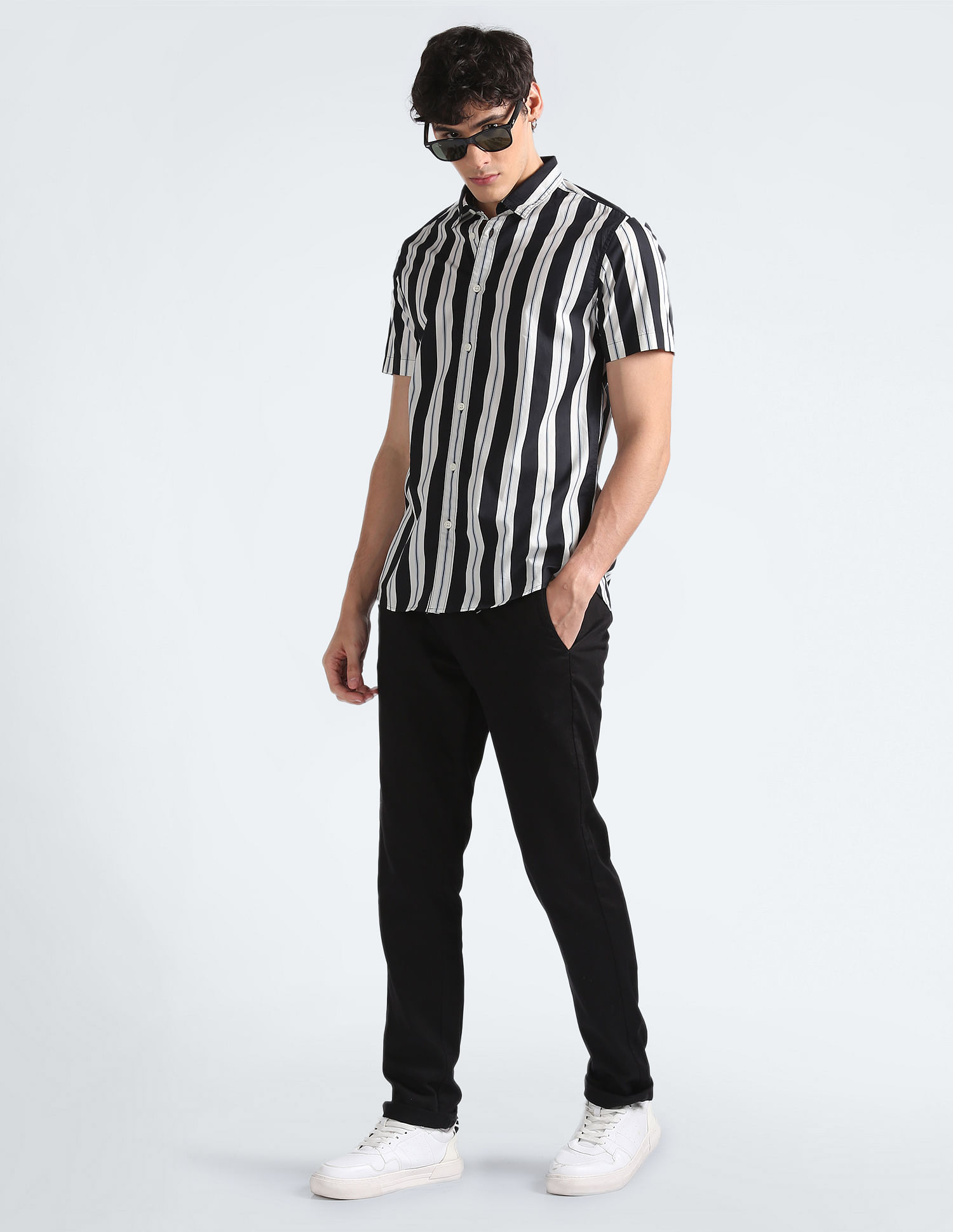 Flying Machine Vertical Stripe Cotton Shirt