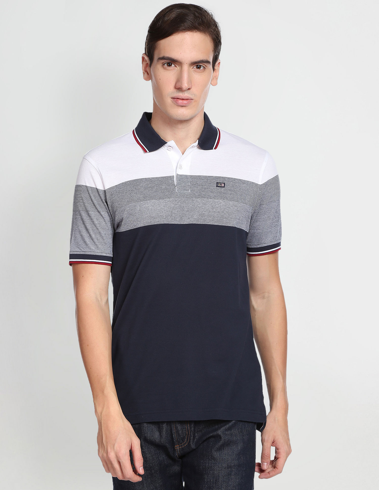 Arrow Sports Colour Block Cotton Polo Shirt