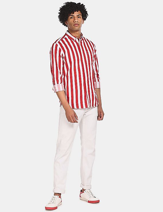  Red And White Striped Shirt